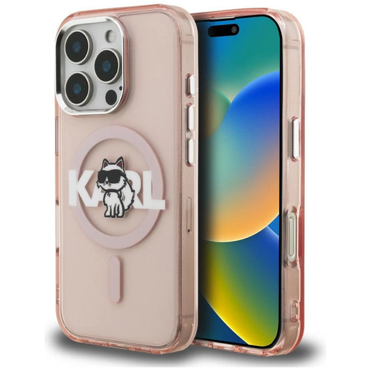 Etui Karl Lagerfeld IML Choupette Sketch Logo na iPhone 16 Pro - różowe