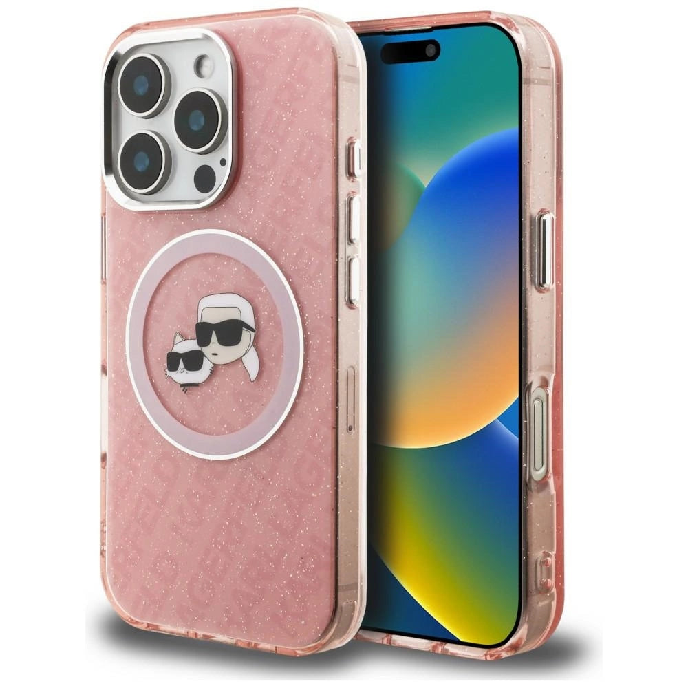 Etui Karl Lagerfeld IML Glitter Karl & na iPhone 16 Pro Max - różowe