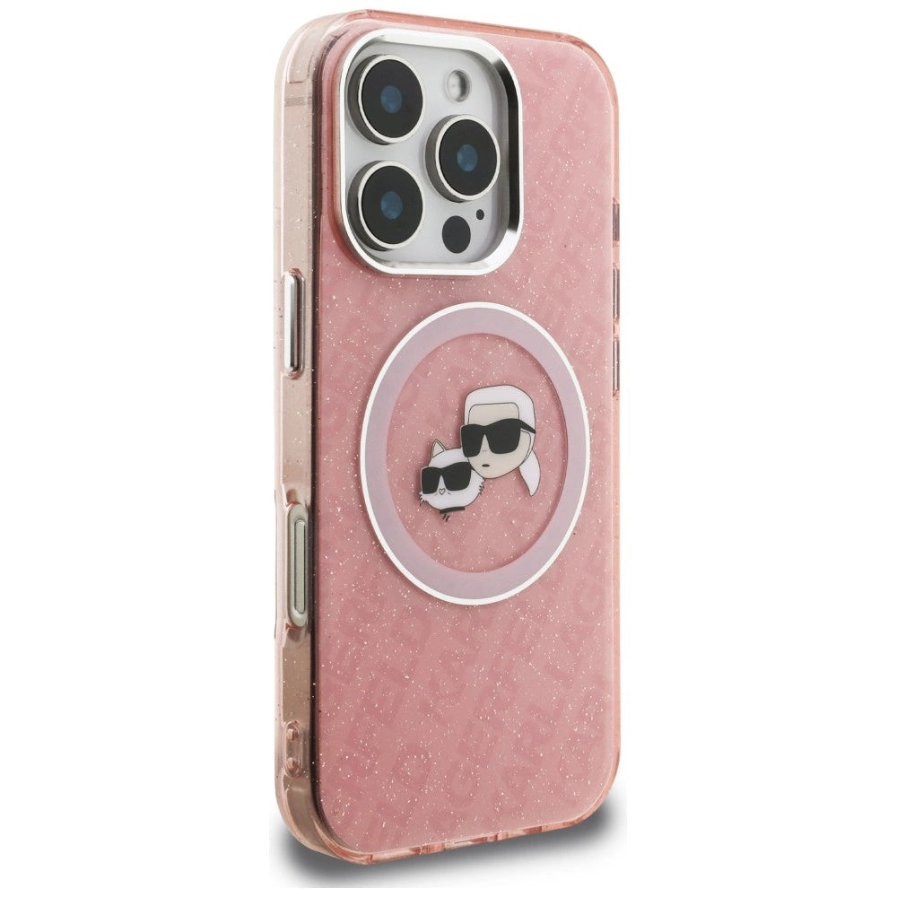 Etui Karl Lagerfeld IML Glitter Karl & Choupette na iPhone 16 Pro - różowe – zdjęcie 4