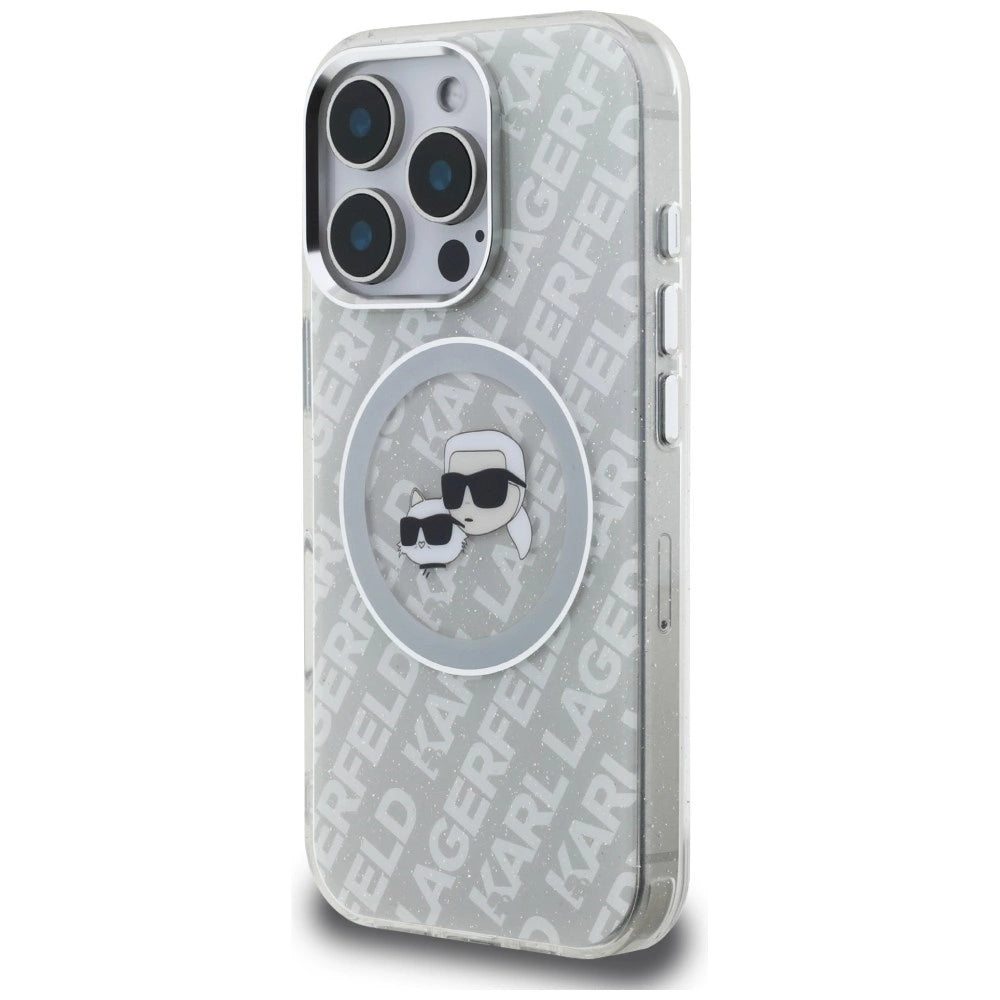 Etui Karl Lagerfeld IML Glitter Karl & Choupette na iPhone 16 Pro - szare – zdjęcie 2