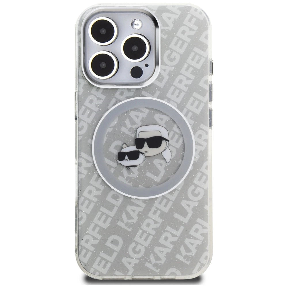 Etui Karl Lagerfeld IML Glitter Karl & Choupette na iPhone 16 Pro - szare – zdjęcie 3