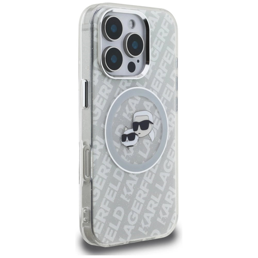 Etui Karl Lagerfeld IML Glitter Karl & Choupette na iPhone 16 Pro - szare – zdjęcie 4