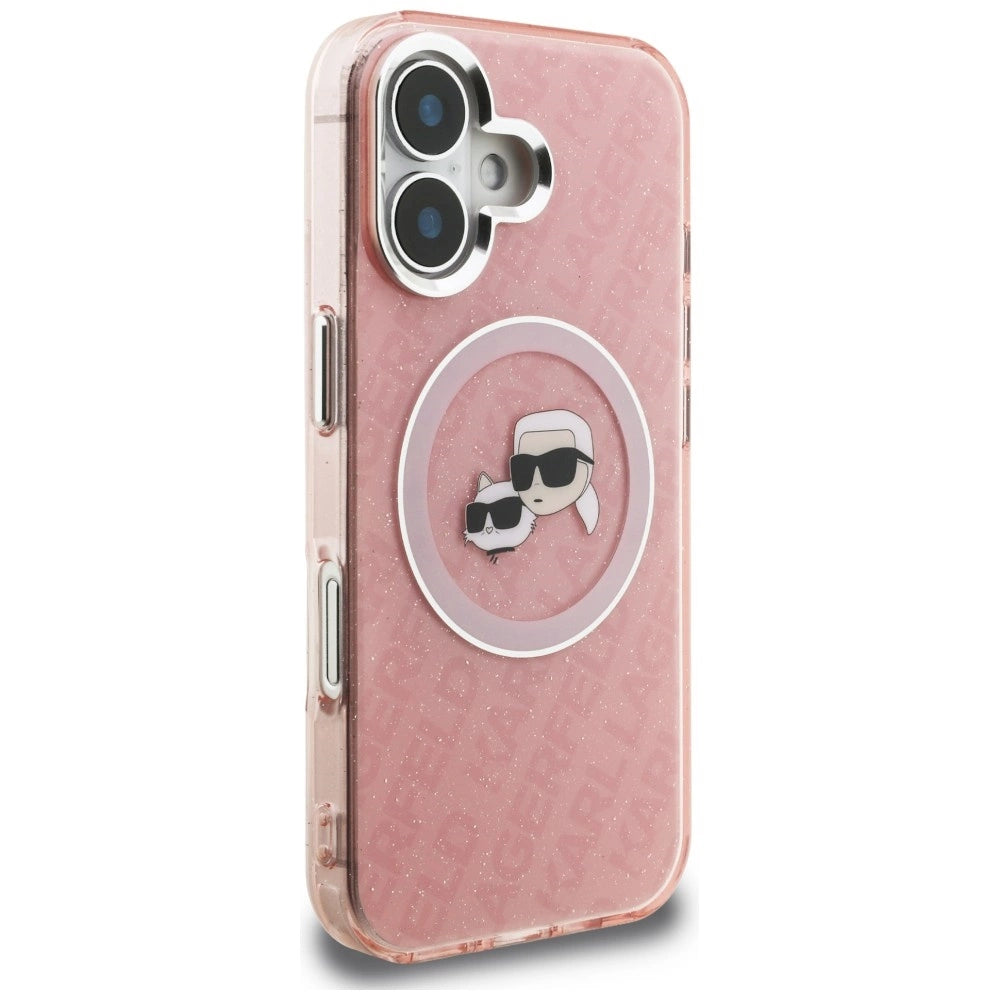 Etui Karl Lagerfeld IML Glitter Karl & Choupette na iPhone 16 - różowe – zdjęcie 4