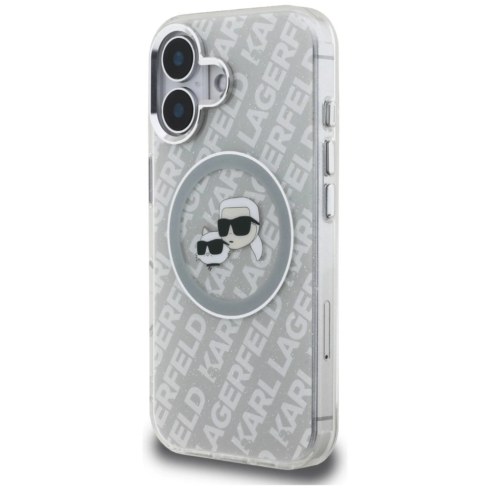 Etui Karl Lagerfeld IML Glitter Karl & Choupette na iPhone 16 - szare – zdjęcie 2