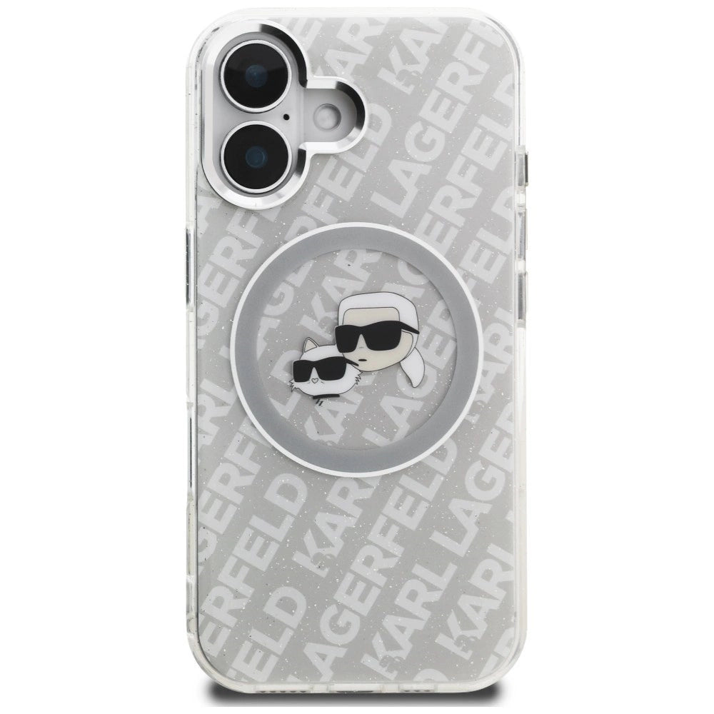 Etui Karl Lagerfeld IML Glitter Karl & Choupette na iPhone 16 - szare – zdjęcie 3