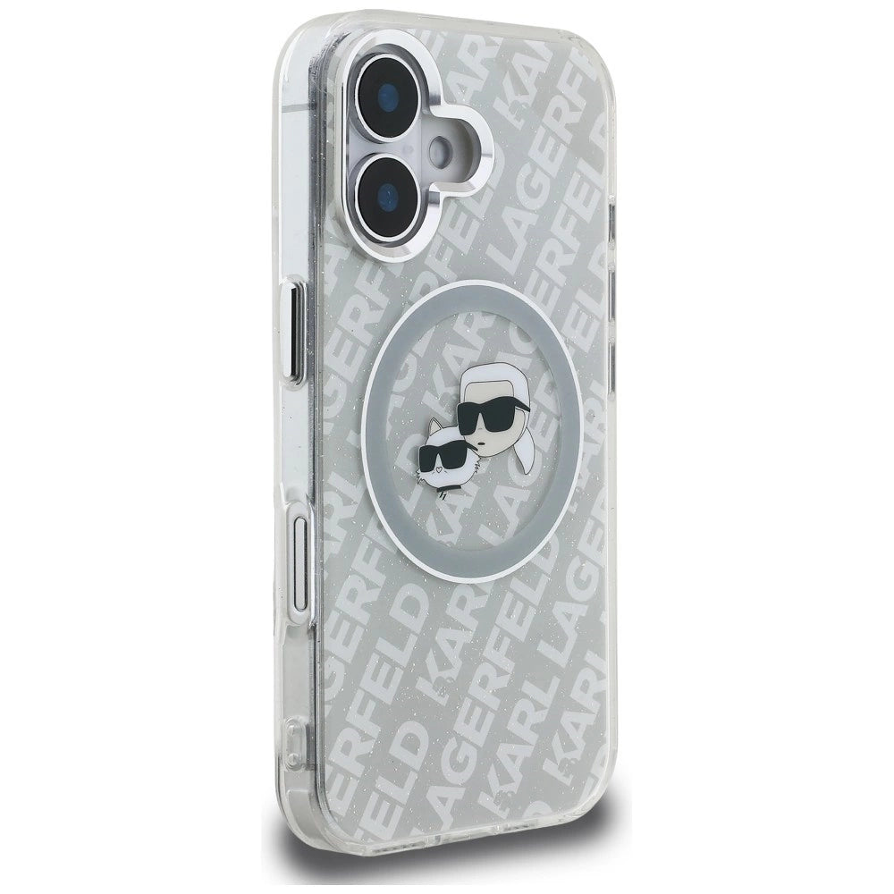 Etui Karl Lagerfeld IML Glitter Karl & Choupette na iPhone 16 - szare – zdjęcie 4
