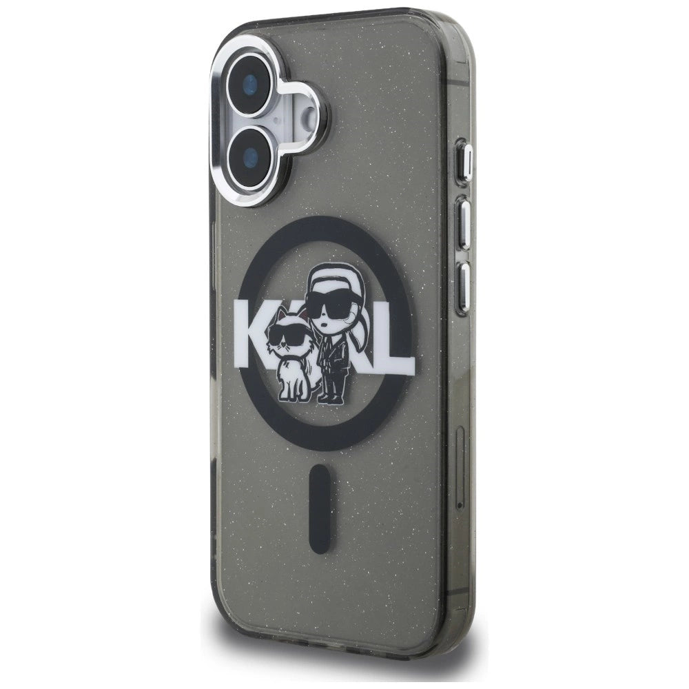 Etui Karl Lagerfeld IML Glitter Karl & Choupette na iPhone 16 - czarne – zdjęcie 2