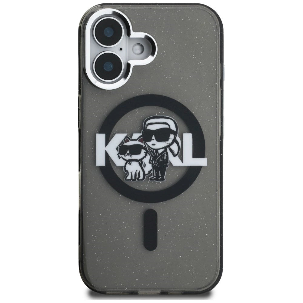 Etui Karl Lagerfeld IML Glitter Karl & Choupette na iPhone 16 - czarne – zdjęcie 3
