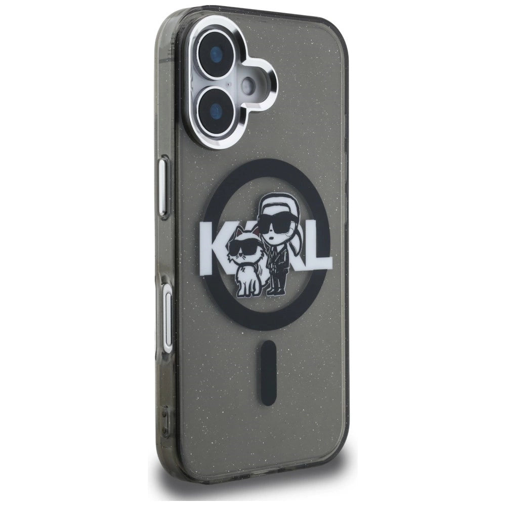 Etui Karl Lagerfeld IML Glitter Karl & Choupette na iPhone 16 - czarne – zdjęcie 4
