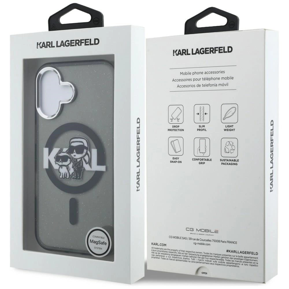 Etui Karl Lagerfeld IML Glitter Karl & Choupette na iPhone 16 - czarne – zdjęcie 8