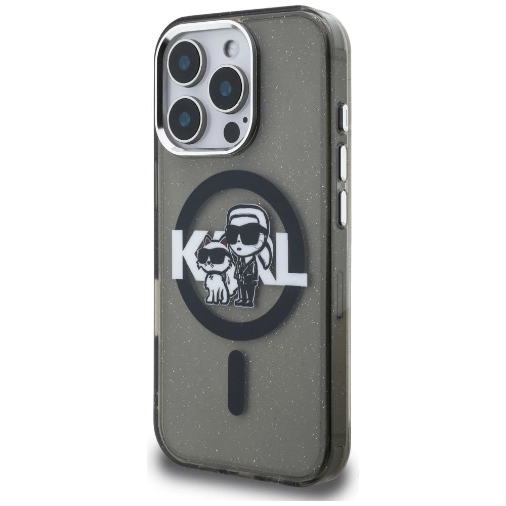 Etui Karl Lagerfeld IML Glitter Karl & Choupette na iPhone 16 Pro - czarne – zdjęcie 2