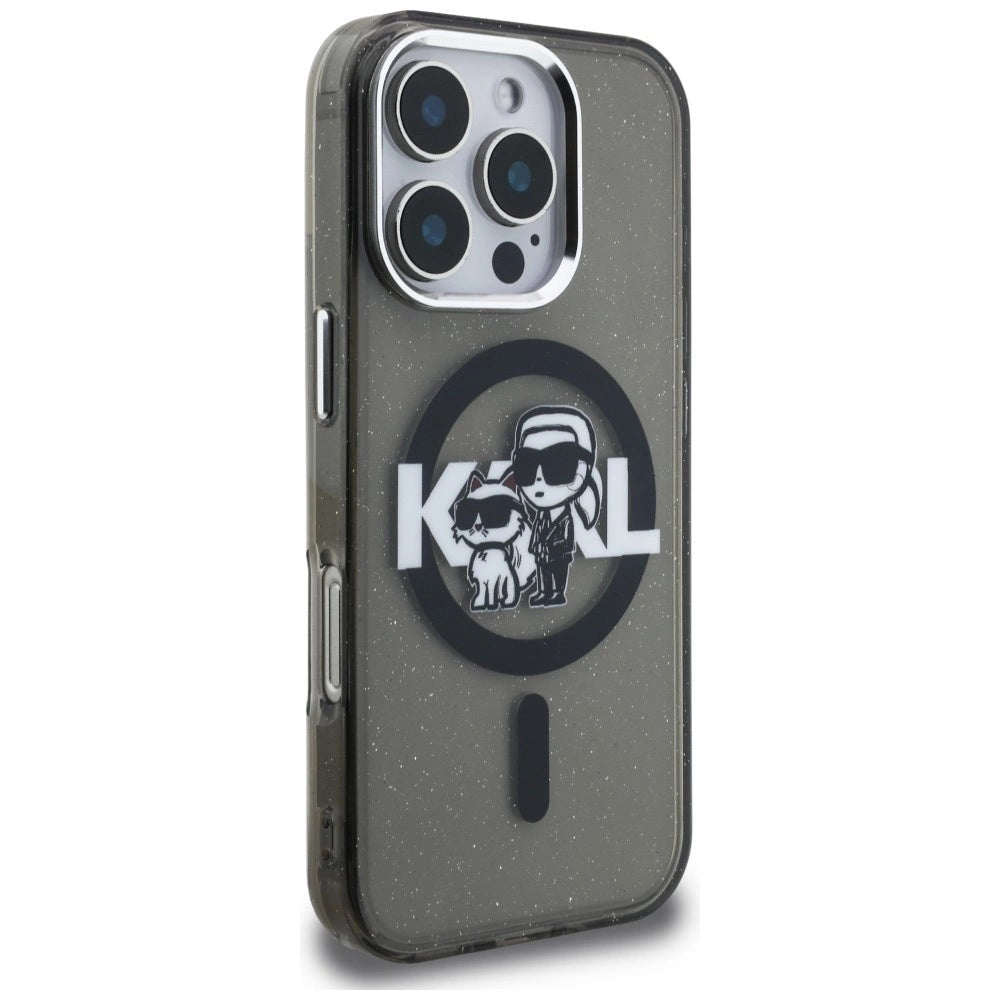 Etui Karl Lagerfeld IML Glitter Karl & Choupette na iPhone 16 Pro - czarne – zdjęcie 4