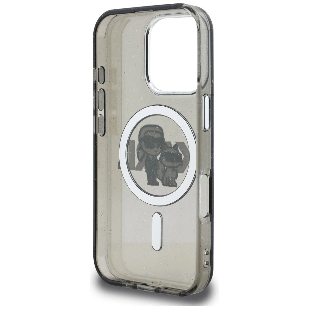 Etui Karl Lagerfeld IML Glitter Karl & Choupette na iPhone 16 Pro - czarne – zdjęcie 7