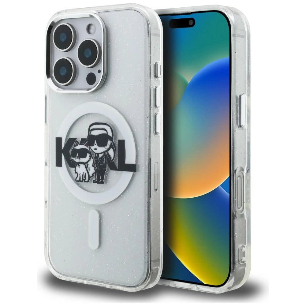Etui Karl Lagerfeld IML Glitter Karl & na iPhone 16 Pro - przezroczyste