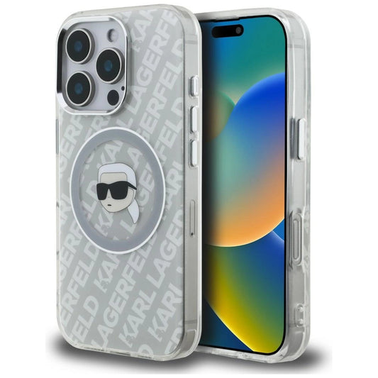 Etui Karl Lagerfeld IML Karl Head Logo MagSafe na iPhone 16 Pro - szare