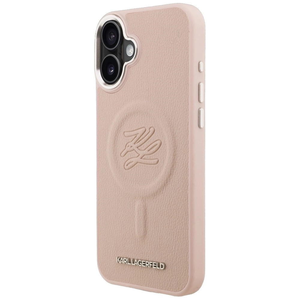 Etui Karl Lagerfeld Initial & Metal Logo MagSafe na iPhone 16 Plus - różowe – zdjęcie 2