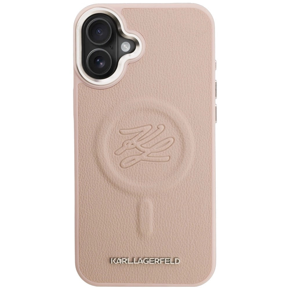 Etui Karl Lagerfeld Initial & Metal Logo MagSafe na iPhone 16 Plus - różowe – zdjęcie 3