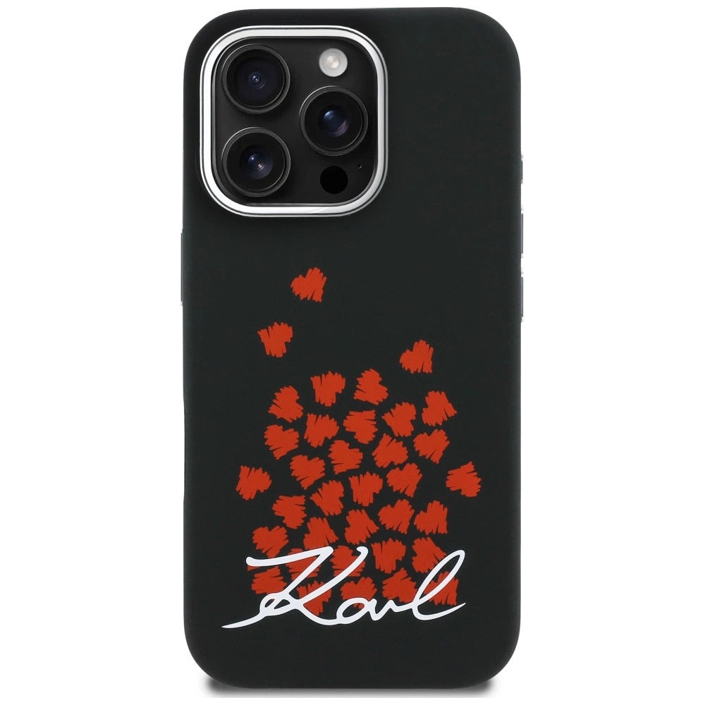 Etui Karl Lagerfeld Silicone Heart Sign Logo na iPhone 16 Pro - czarne – zdjęcie 3