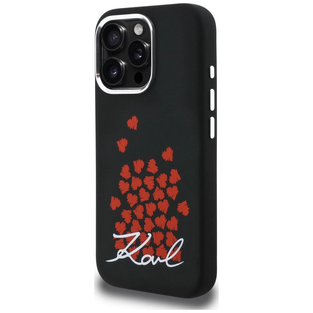 Etui Karl Lagerfeld Silicone Heart Sign Logo na iPhone 16 Pro Max - czarne – zdjęcie 2