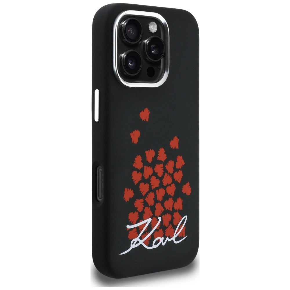 Etui Karl Lagerfeld Silicone Heart Sign Logo na iPhone 16 Pro Max - czarne – zdjęcie 4