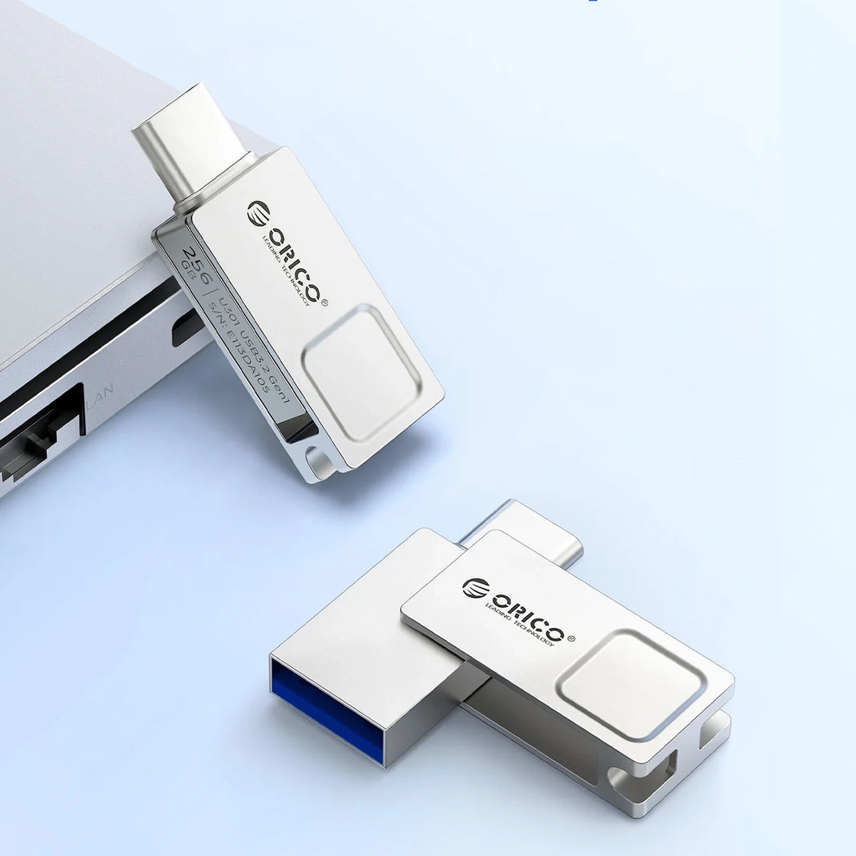 Pendrive Orico U301 128 GB USB-A USB-C USB 3.2 Gen 1 - srebrny – zdjęcie 2