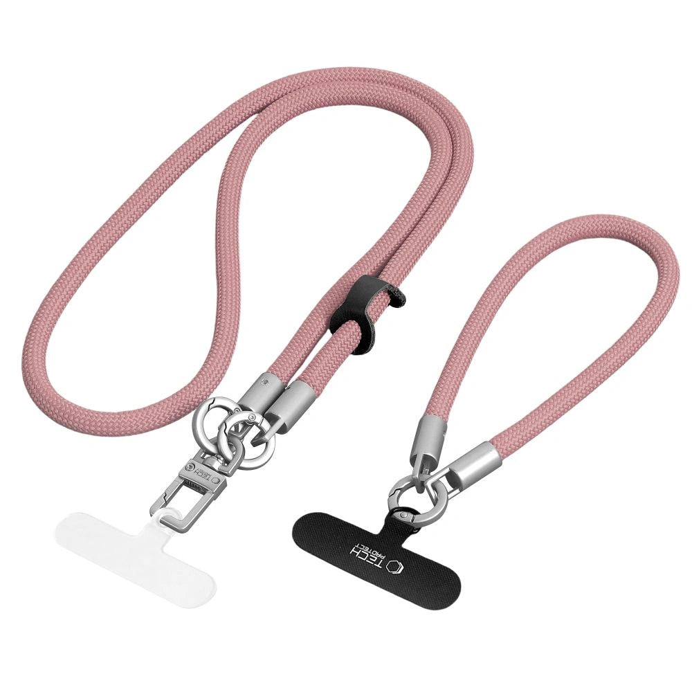 Smycz do telefonu Tech-Protect na nadgarstek (31 cm) - różowo-tytanowa