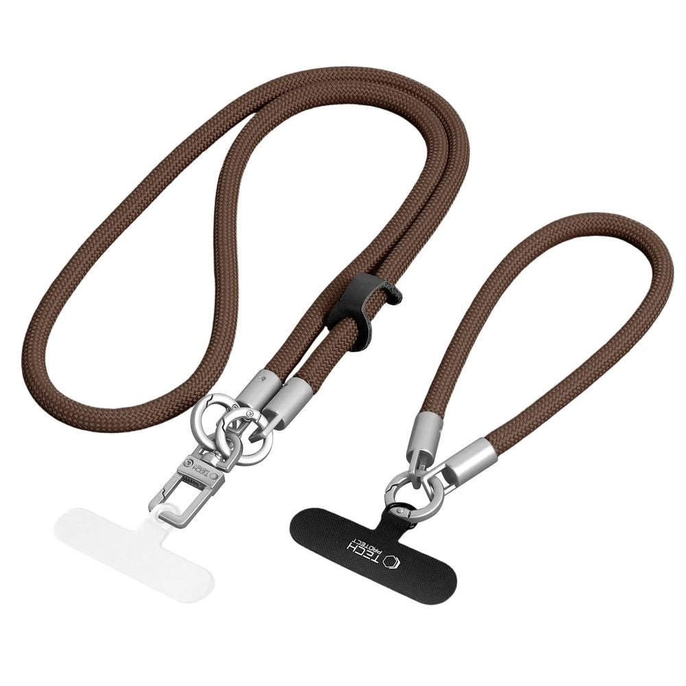 Smycz do telefonu Tech-Protect na nadgarstek (31 cm) - brązowo-tytanowa