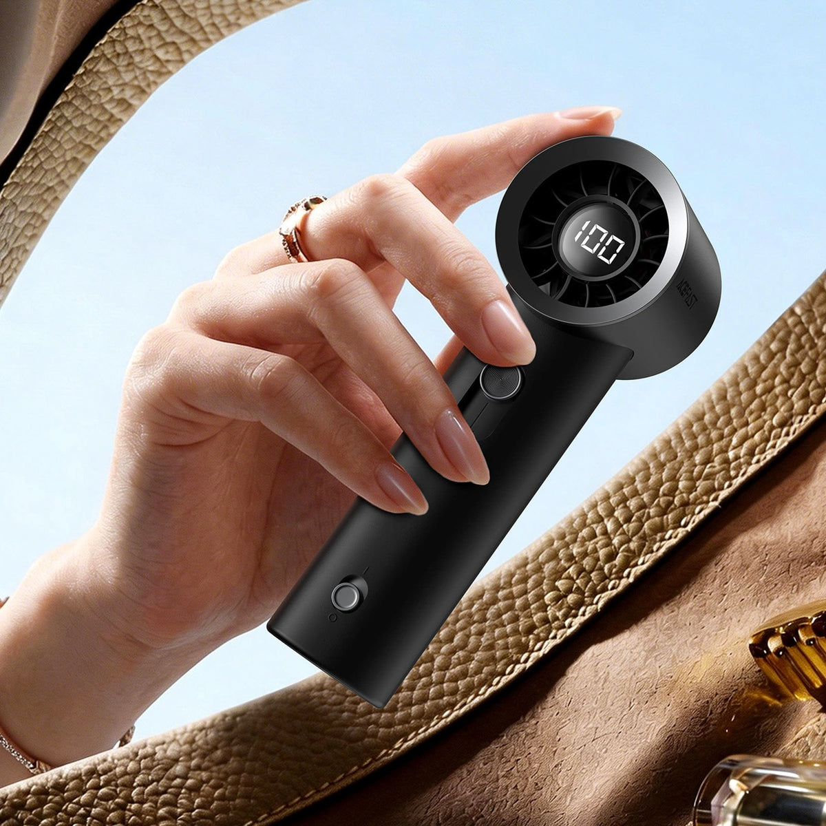 Wentylator ręczny Acefast YF1 mini wiatraczek z wyświetlaczem LED - czarny – zdjęcie 7