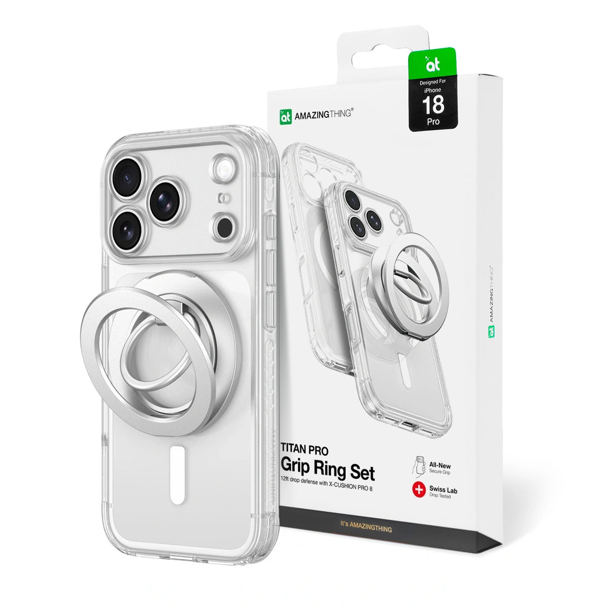 Etui AMAZINGTHING Titan Pro Lens Ring Set na iPhone 18 Pro - przezroczyste