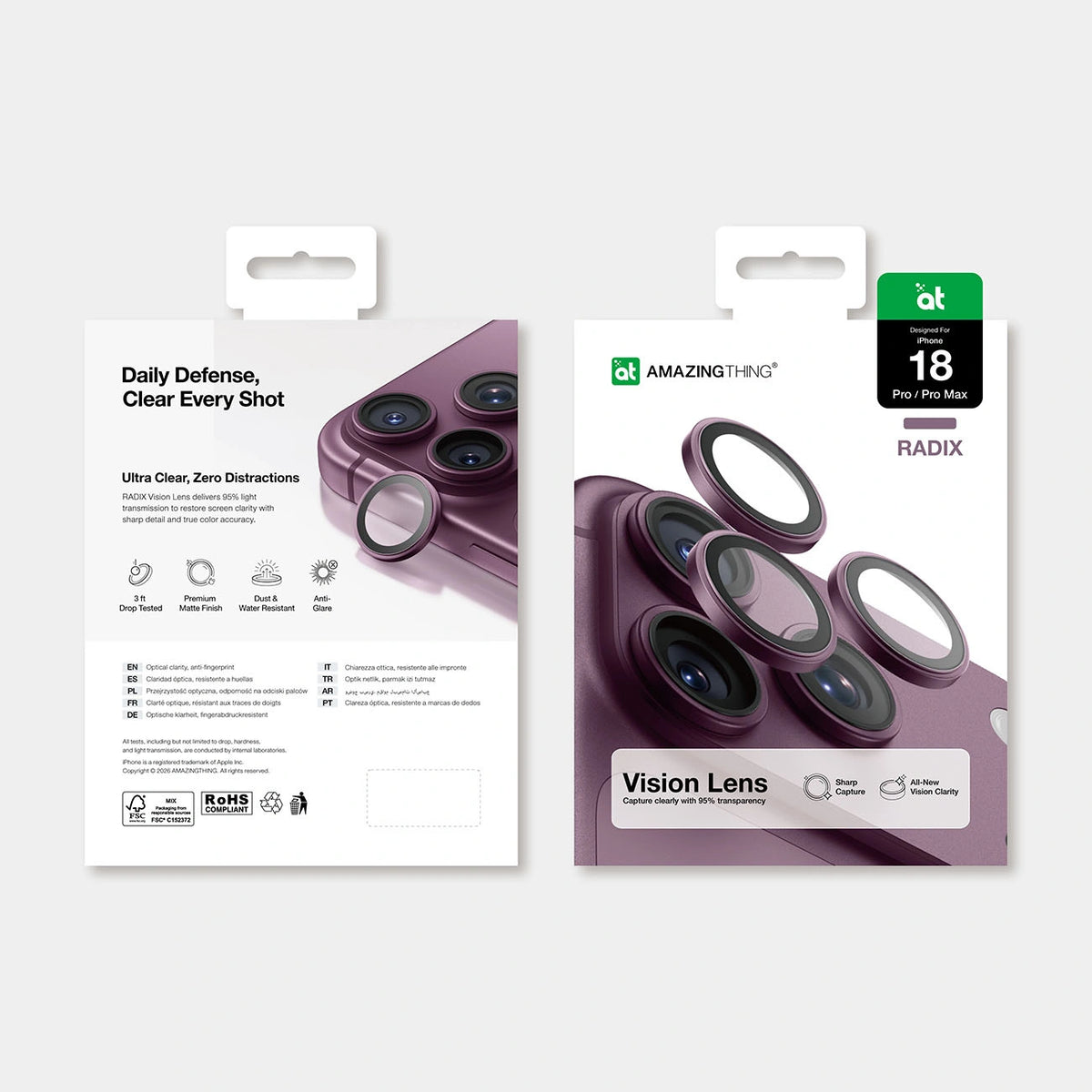 Szkło ochronne na obiektyw aparatu AMAZINGTHING Radix Vision Lens na iPhone 18 Pro / 18 Pro Max - fioletowe – zdjęcie 4
