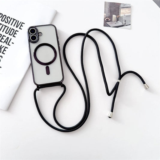 Etui na iPhone 17 z paskiem Crossbody kompatybilne z MagSafe - czarne