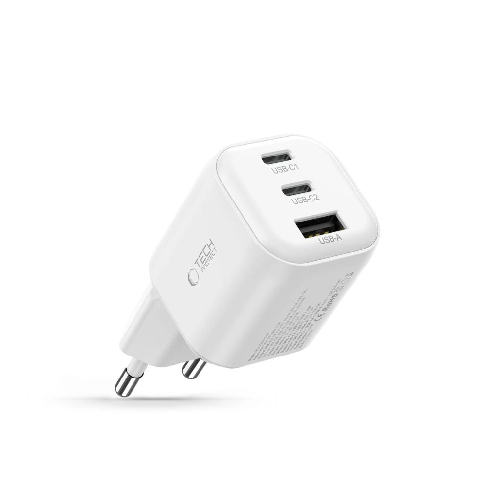 Ładowarka sieciowa Tech-Protect NCA100W-GaN 3-Porty PD 3.2 100W - biała – zdjęcie 2