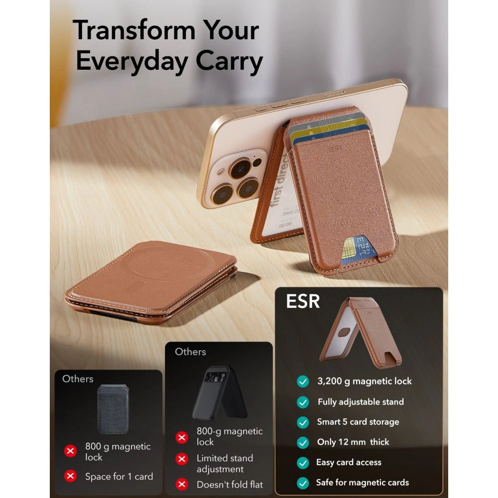 Portfel magnetyczny ESR Classic RFID Magnetic Wallet na telefon - brązowy – zdjęcie 2