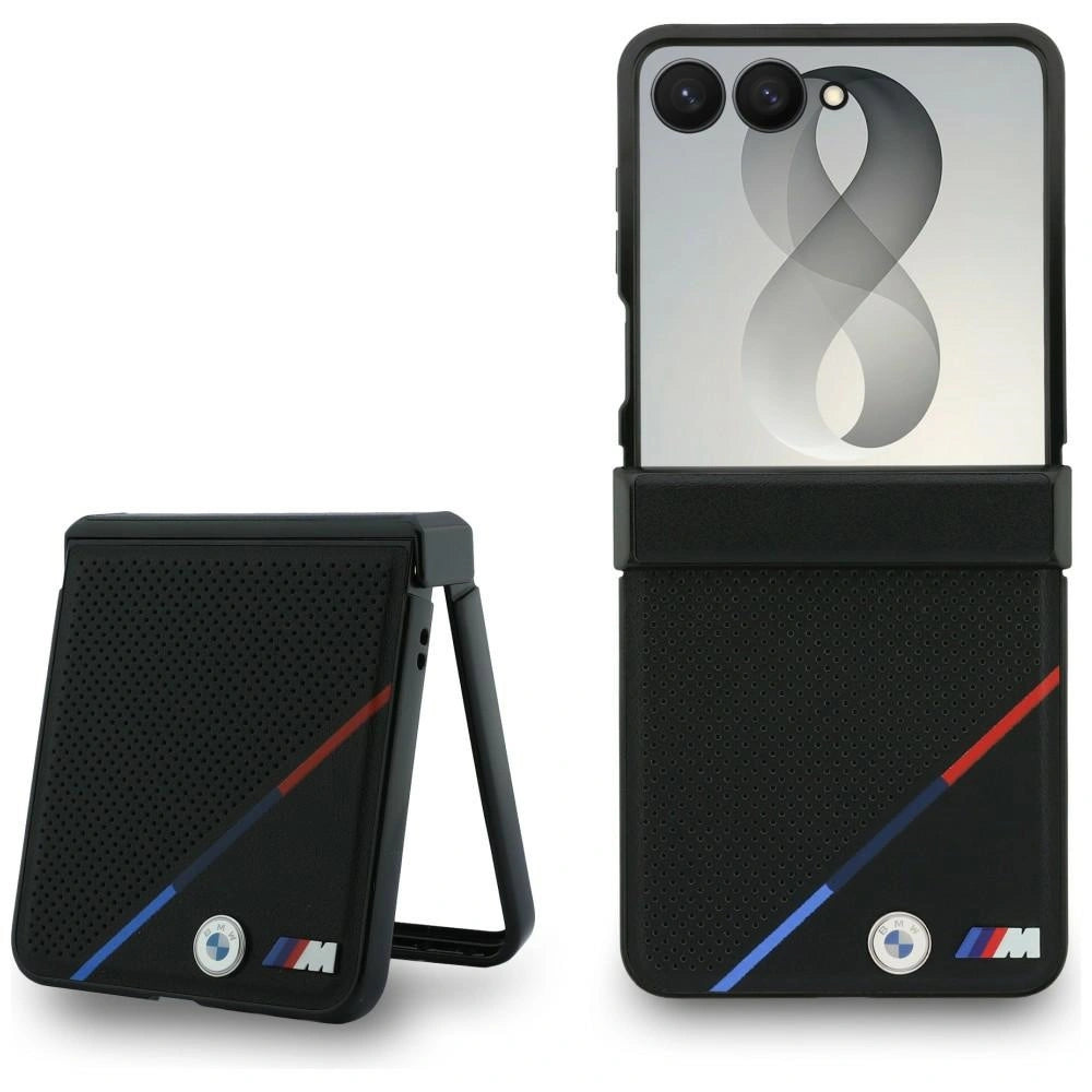 Etui BMW M Leather Perforated Tricolor na Samsung Galaxy Z Flip 8 - czarne