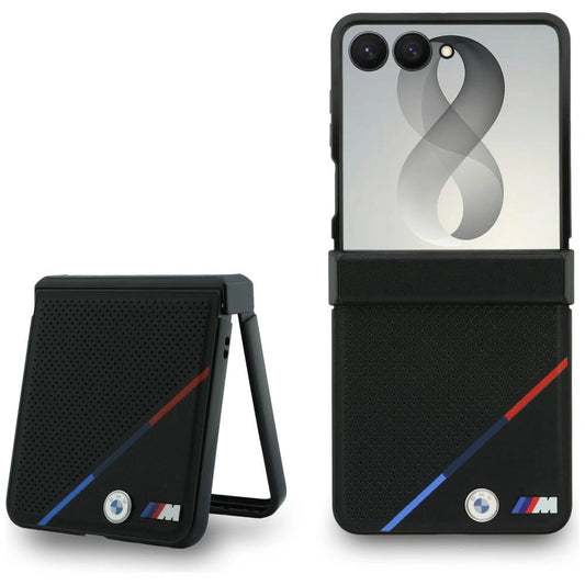 Etui BMW M Leather Perforated Tricolor na Samsung Galaxy Z Flip 8 - czarne