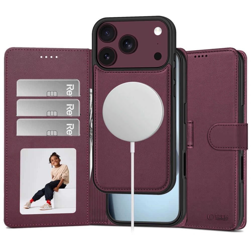 Etui Tech-Protect Wallet MagSafe na iPhone 17 Pro / 18 Pro - burgudnowe