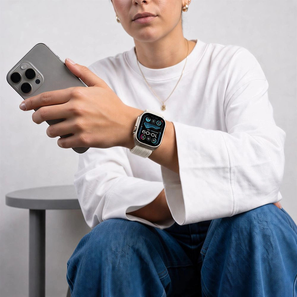 Pasek Tech-Protect Nylon Sport na Apple Watch 44 / 45 / 46 / 49 mm - beżowy – zdjęcie 5