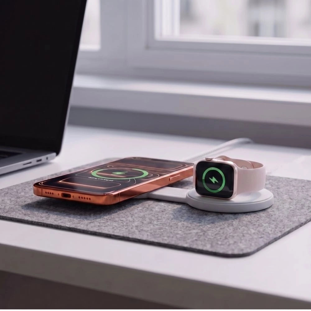Ładowarka bezprzewodowa Tech-Protect A55 2in1 MagSafe 25W QI2.2 + - biała – zdjęcie 7