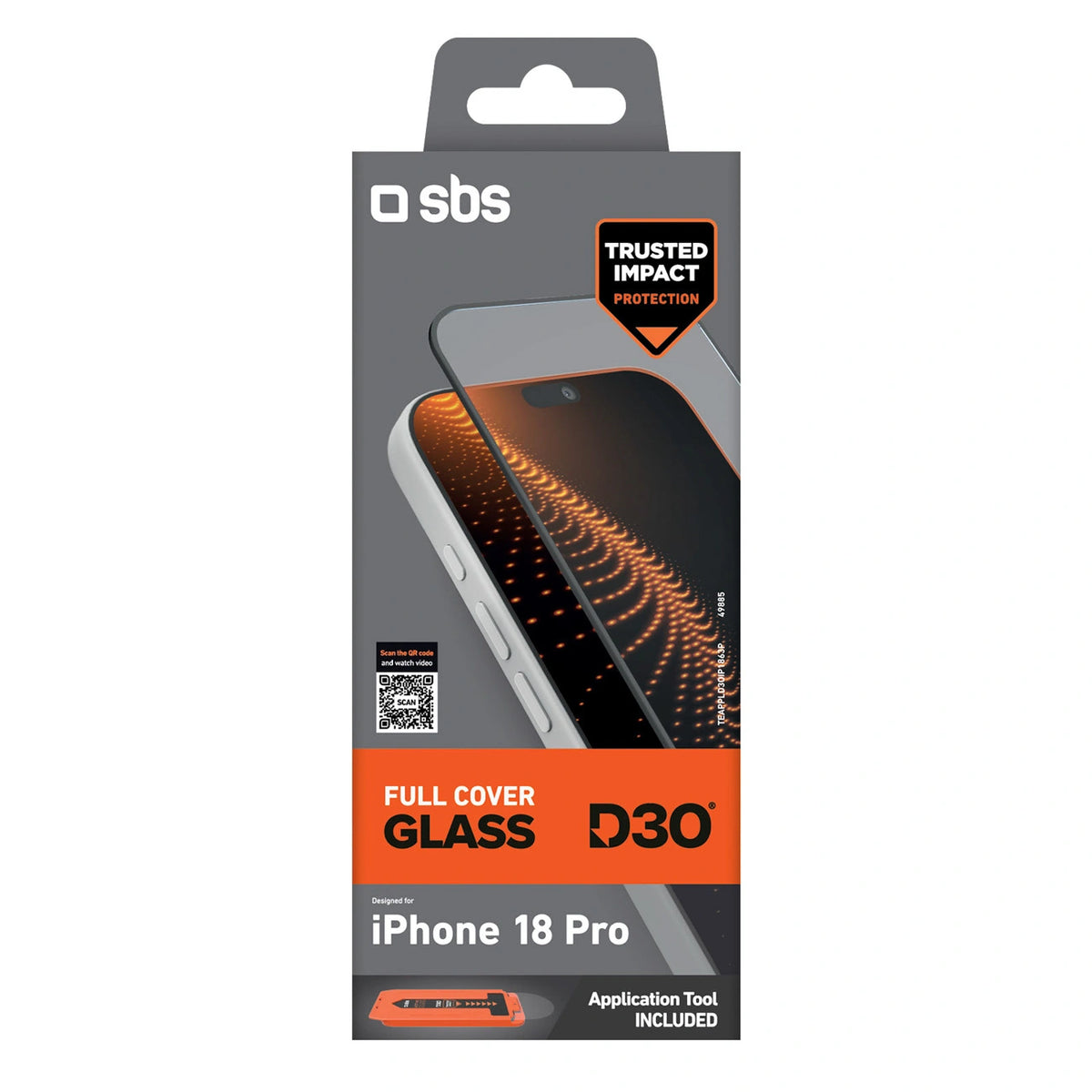 Szkło ochronne SBS D3O Full Cover Glass na iPhone 18 Pro z aplikatorem – zdjęcie 2