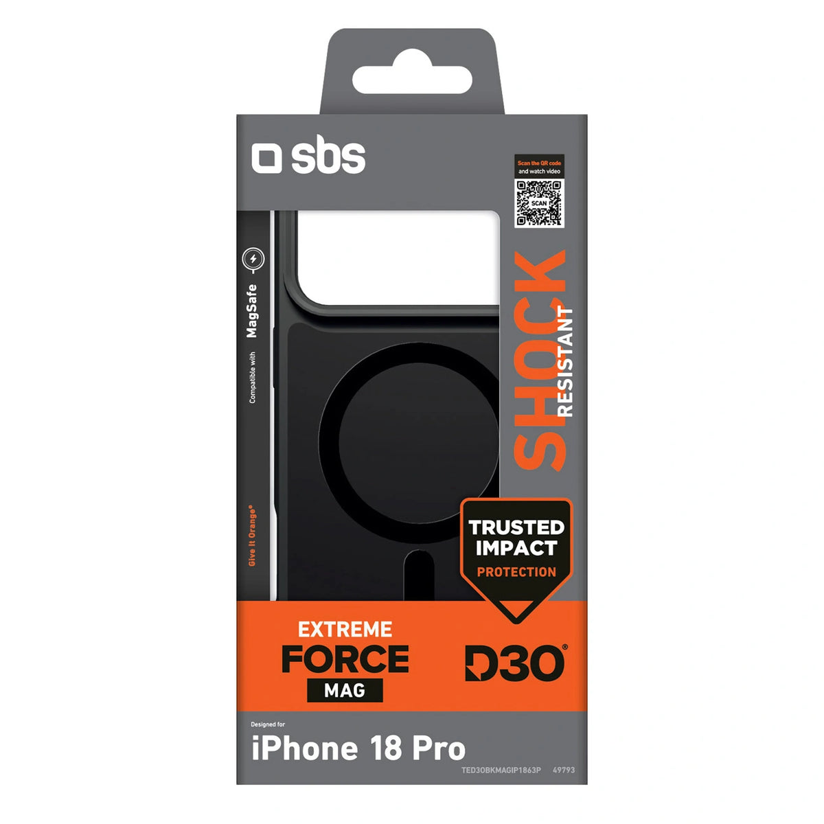 Etui SBS D3O Force na iPhone 18 Pro kompatybilne z MagSafe - czarne – zdjęcie 2