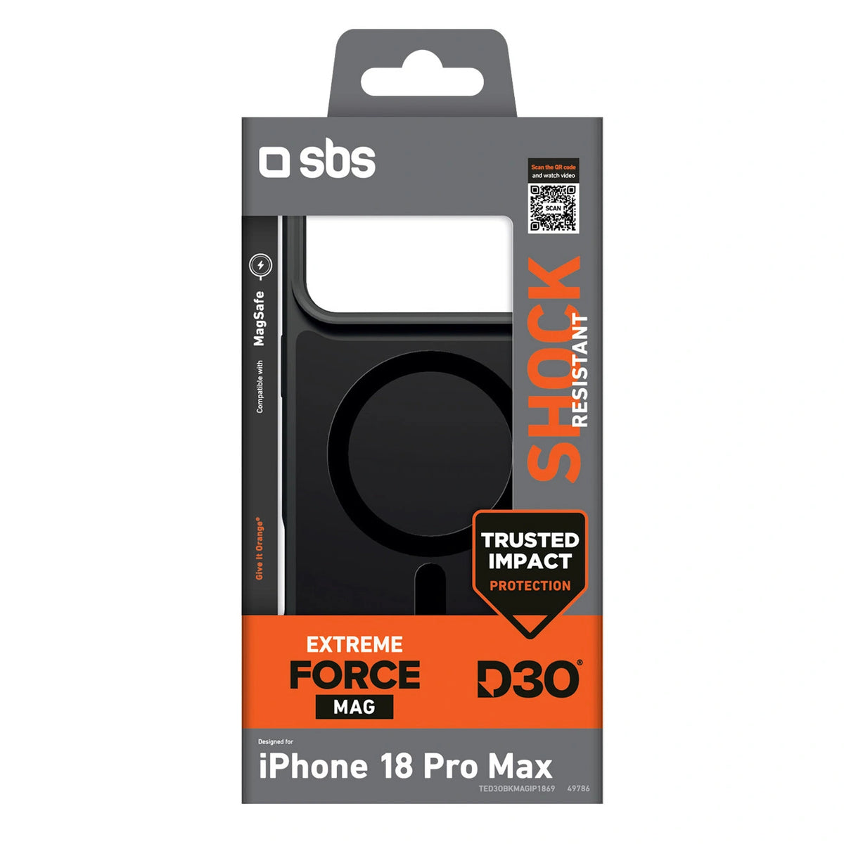 Etui SBS D3O Force na iPhone 18 Pro Max kompatybilne z MagSafe - czarne – zdjęcie 2