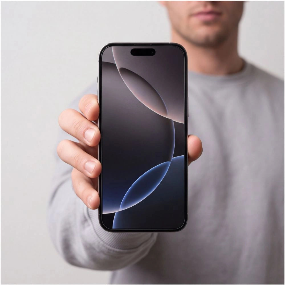 Szkło hartowane Tech-Protect Easy Set+ na iPhone 18 Pro – telefon w dłoni