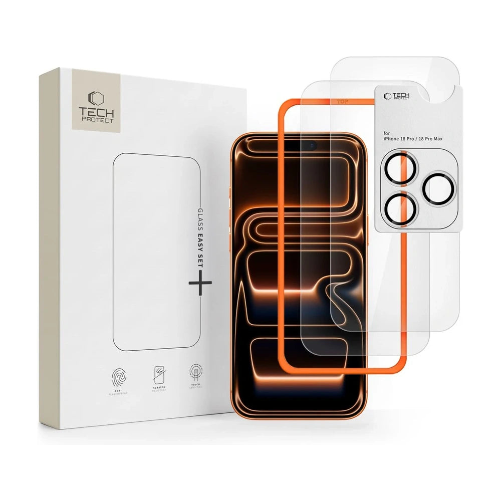 Szkło hartowane Tech-Protect Easy Set+ 2-Pack do iPhone 18 Pro Max – zestaw z opakowaniem