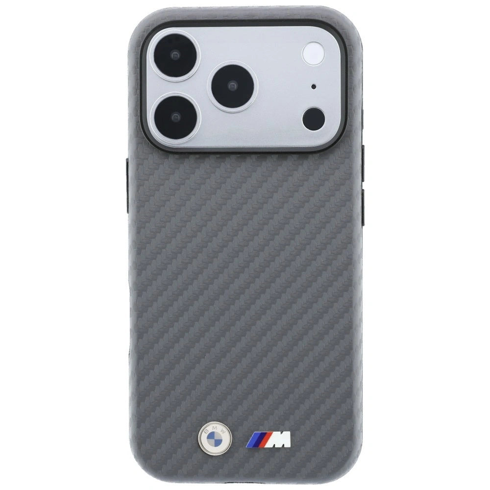 Etui BMW M Carbon Metal Logo MagSafe na iPhone 17 Pro / 18 Pro - szare – zdjęcie 3