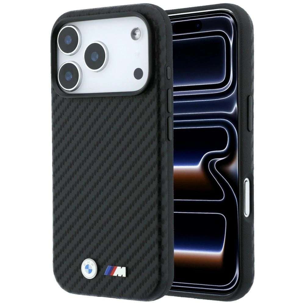 Etui BMW M Carbon Metal Logo na iPhone 17 Pro Max / 18 Pro Max - czarne