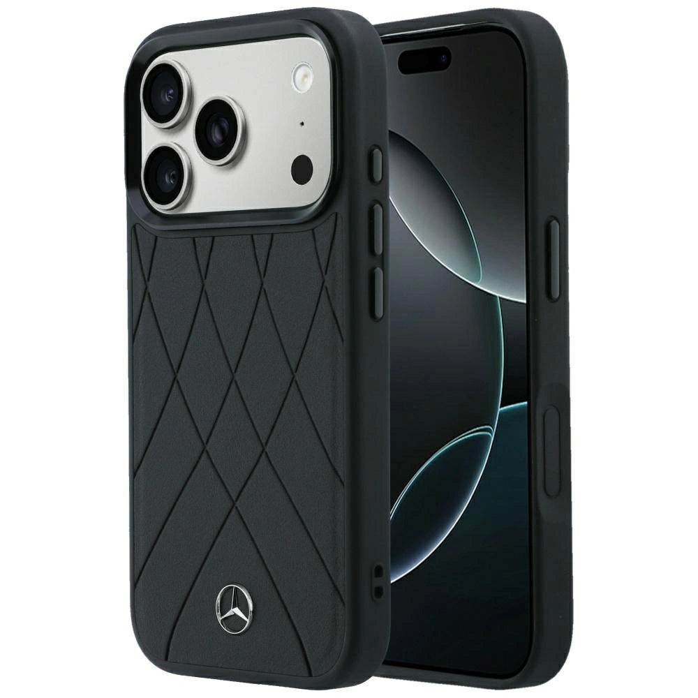 Etui Mercedes Leather Crossed Lines na iPhone 17 Pro / 18 Pro - czarne