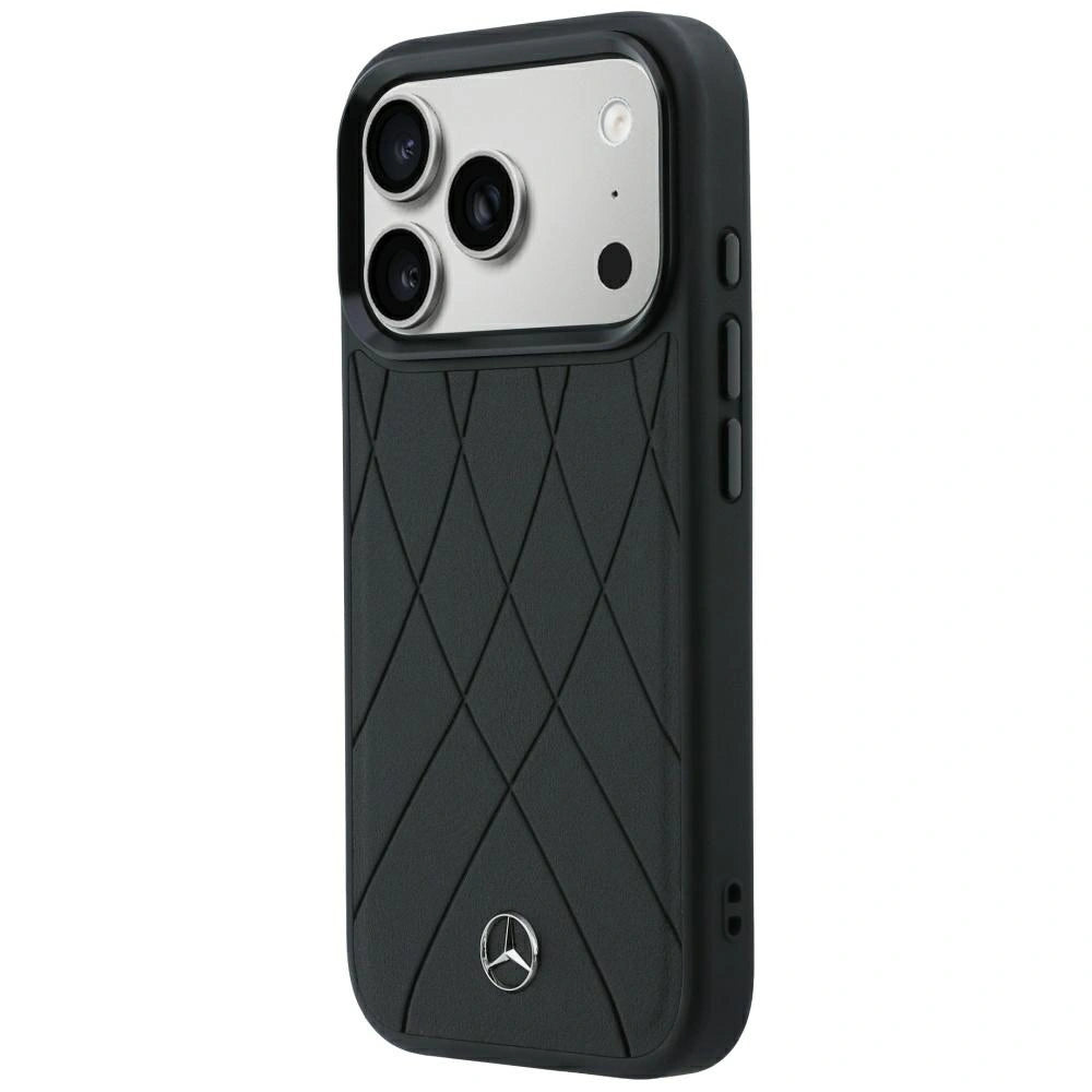 Etui Mercedes Leather Crossed Lines na iPhone 17 Pro / 18 Pro - czarne – zdjęcie 2