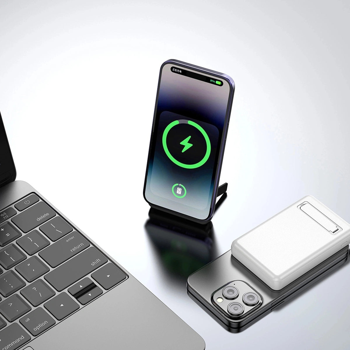 Powerbank magnetyczny Dudao K14S+ 10000mAh 22.5W USB-A + USB-C - biały – zdjęcie 2