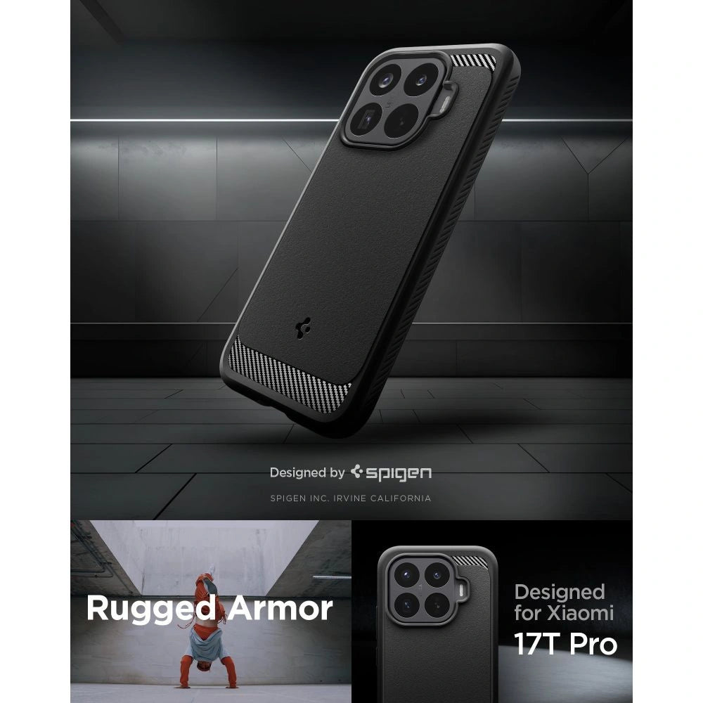Etui Spigen Rugged Armor na Xiaomi 17T Pro - czarne matowe – zdjęcie 6