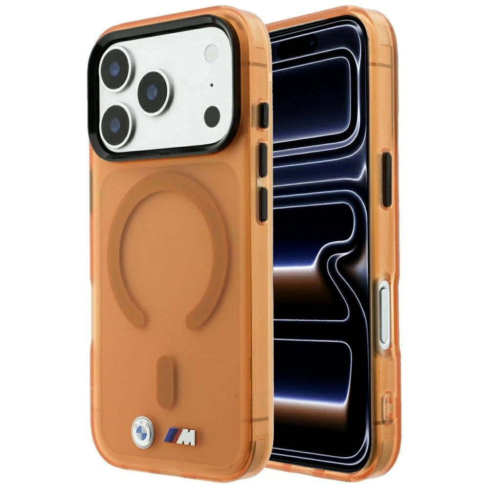 Etui BMW M IML Frosted na iPhone 17 Pro Max / 18 Pro Max - pomarańczowe